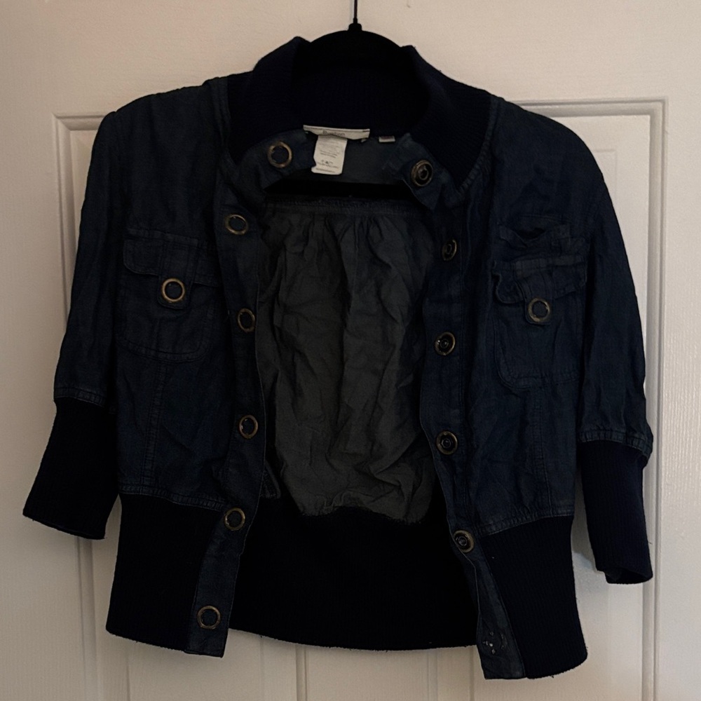Burton Dark Denim Jacket with Ribbed Collar medium